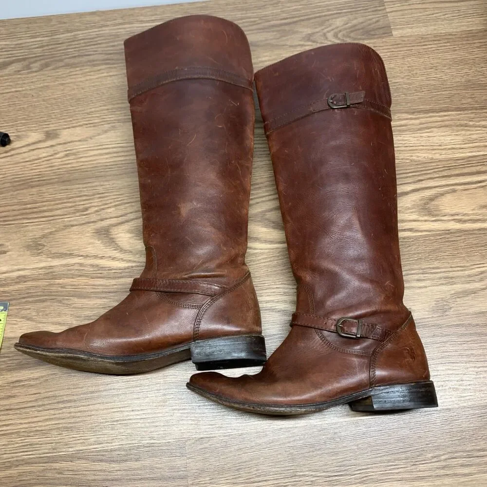 FRYE Shirley 77745 Brown Leather‎ Equestrian Riding Boots Women's 6.5B